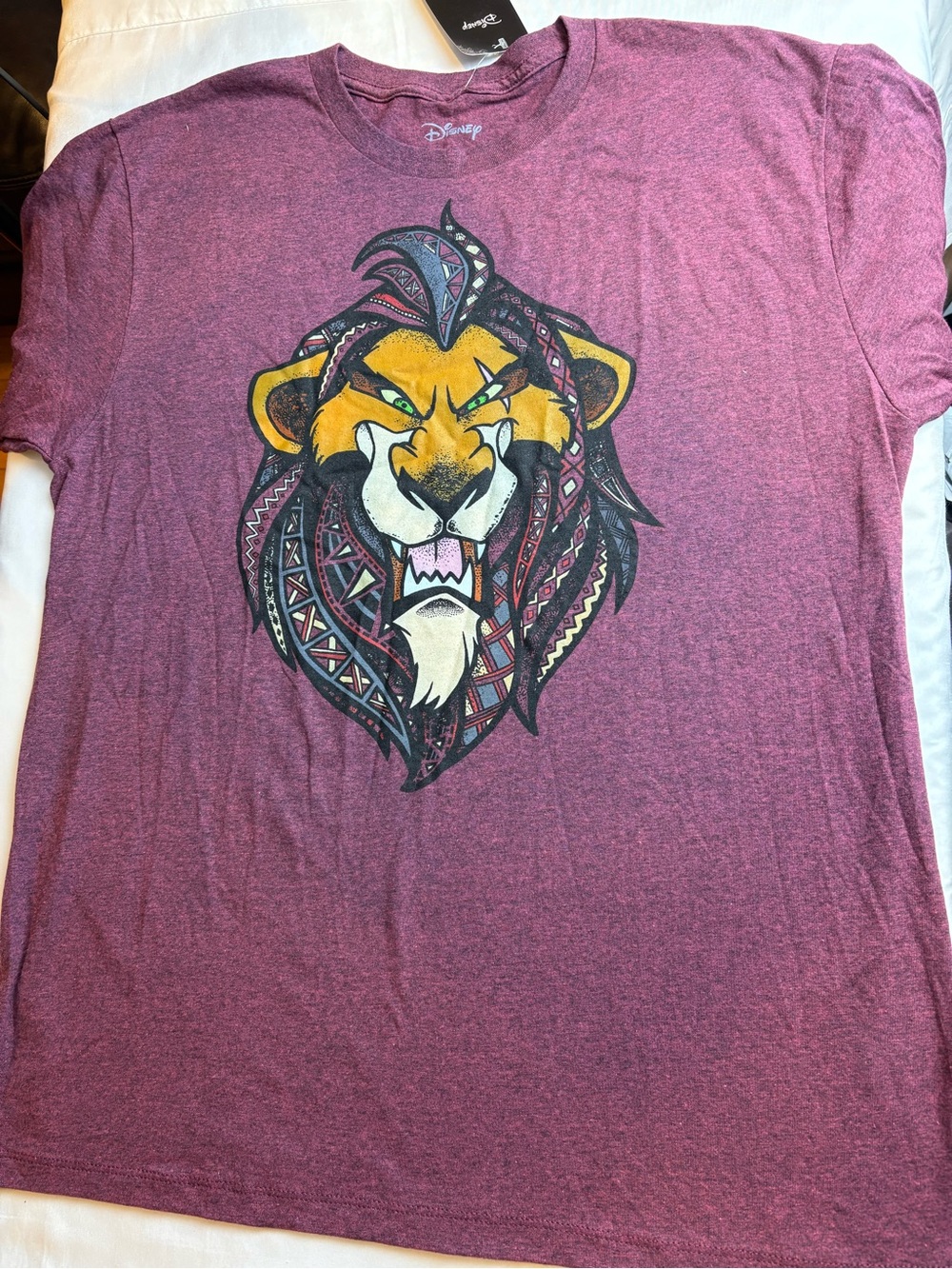 Disney Men's Maroon Lion Head Graphic Tee